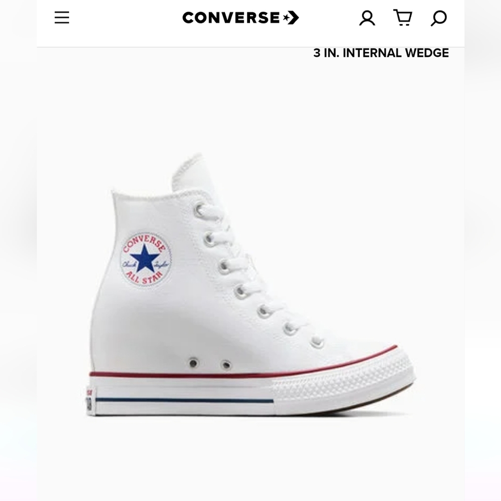 Converse White High-Top Sneakers with Red and Blue Accents